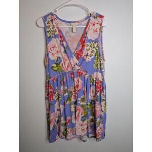 Matilda Jane Women's Dress Large Purple Floral V-Neck Sleeveless Soft Modal
